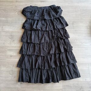 Forever that Girl tiered eyelet ruffle maxi skirt - size medium - black